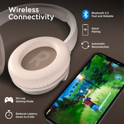 HyperGear Stealth2 ANC Wireless Over-Ear Headphones – Bone