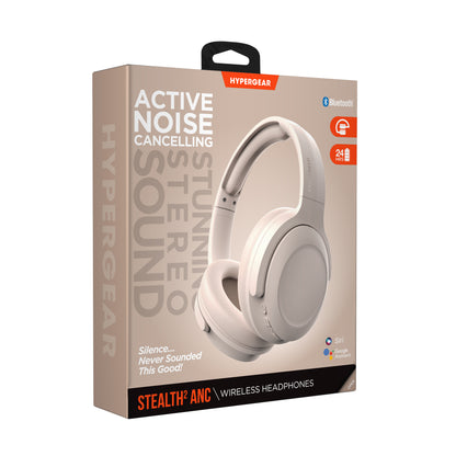 HyperGear Stealth2 ANC Wireless Over-Ear Headphones – Bone