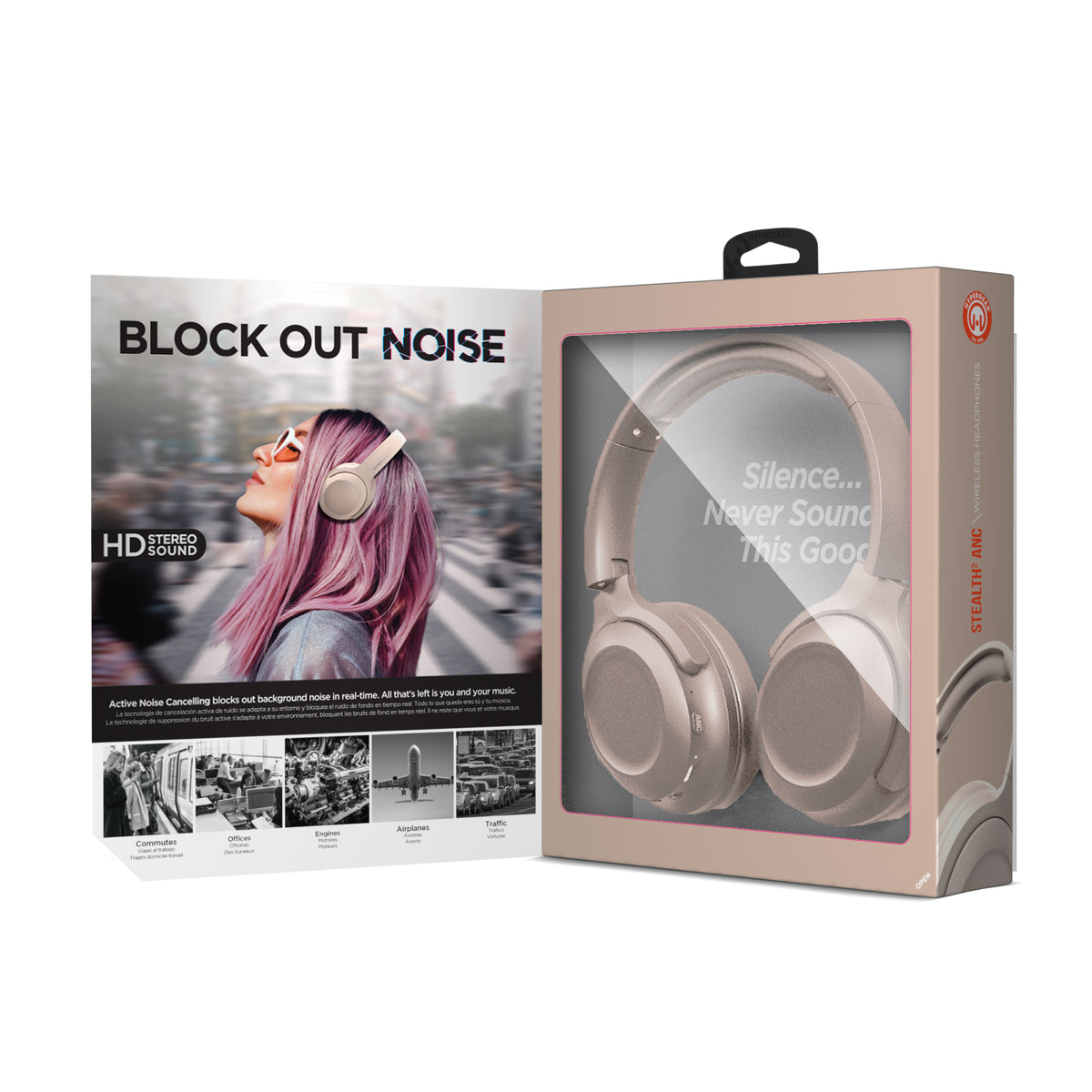 HyperGear Stealth2 ANC Wireless Over-Ear Headphones – Bone
