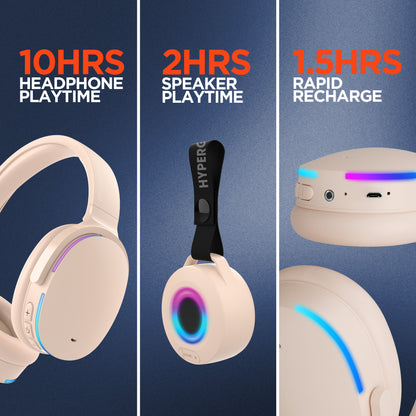 HyperGear Wireless Audio Essentials Duo – Speaker & Headphones, Beige