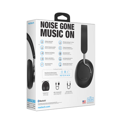Naztech Aura 360 ANC Wireless Over-Ear Headphones – Midnight