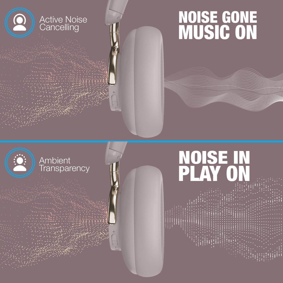 Naztech Aura 360 ANC Wireless Over-Ear Headphones – Moondust