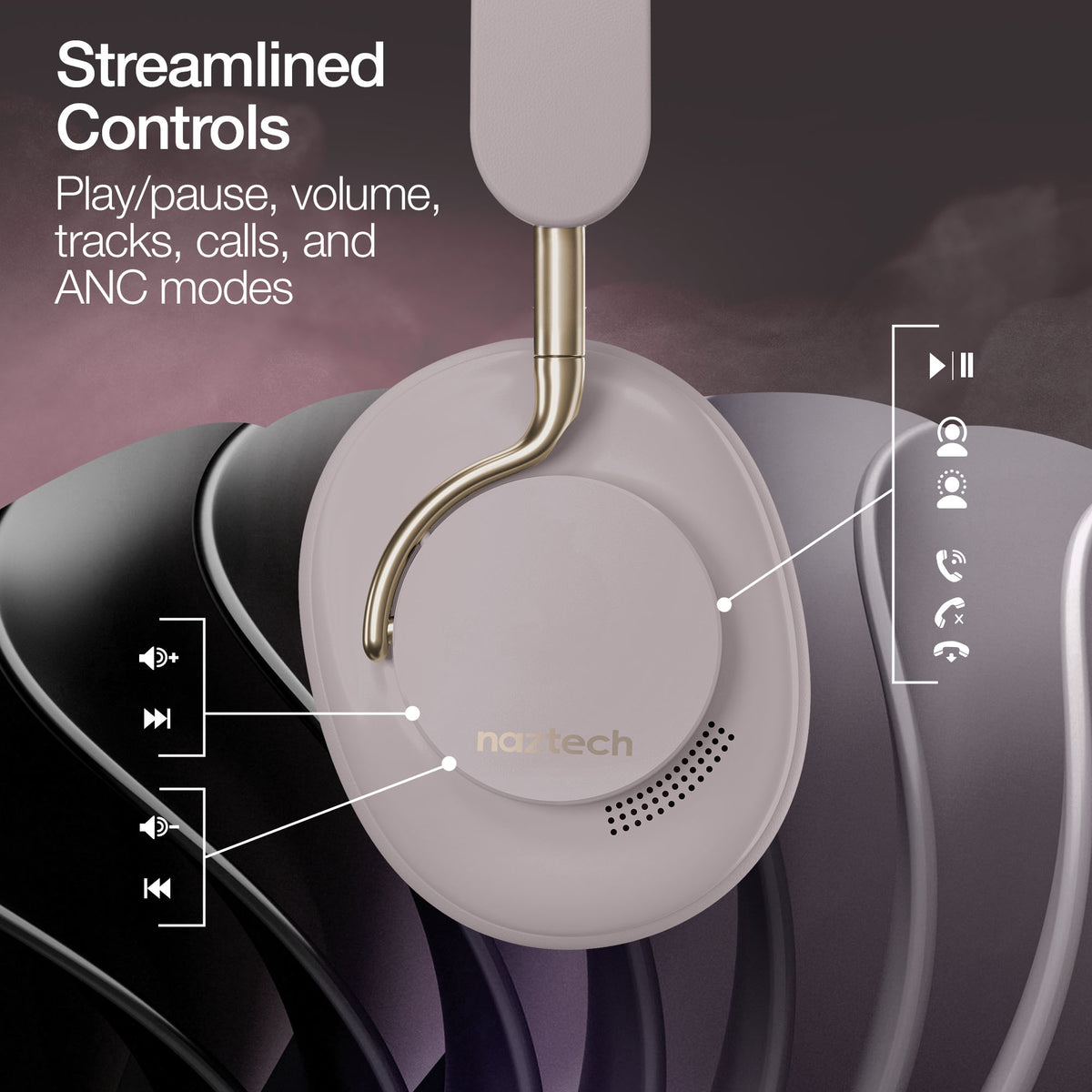 Naztech Aura 360 ANC Wireless Over-Ear Headphones – Moondust