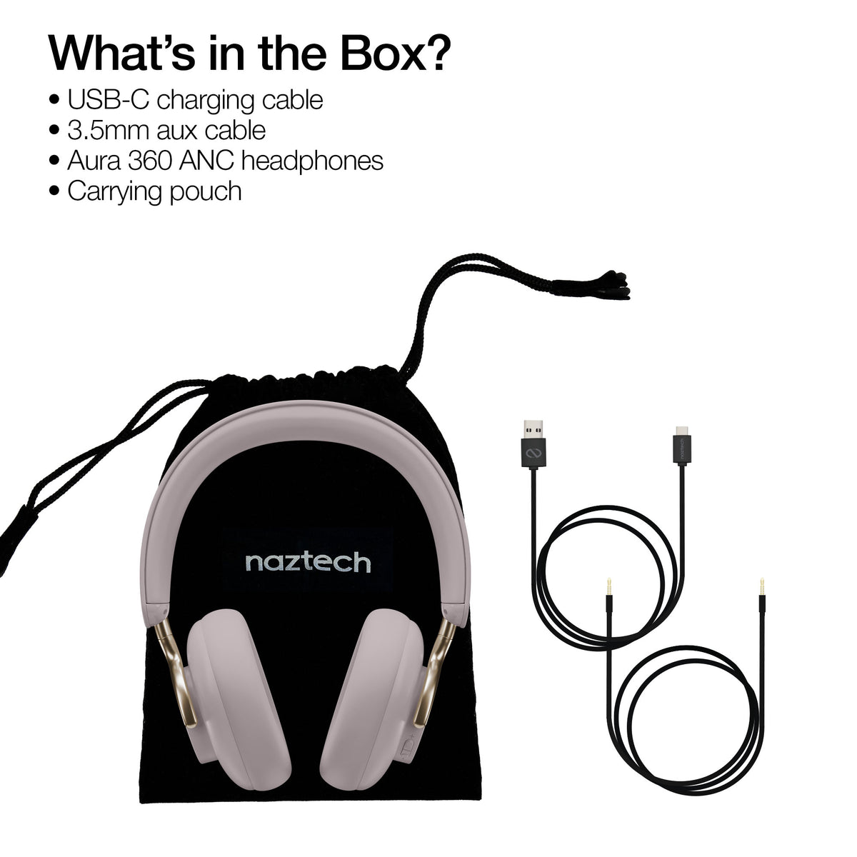Naztech Aura 360 ANC Wireless Over-Ear Headphones – Moondust