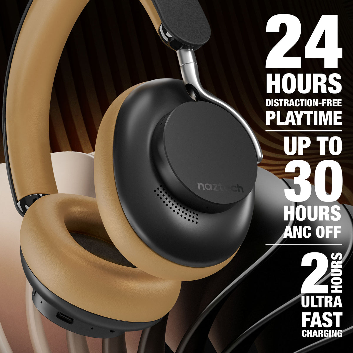 Naztech Aura 360 ANC Wireless Over-Ear Headphones – Vintage