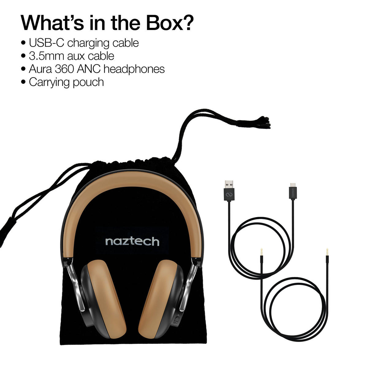 Naztech Aura 360 ANC Wireless Over-Ear Headphones – Vintage