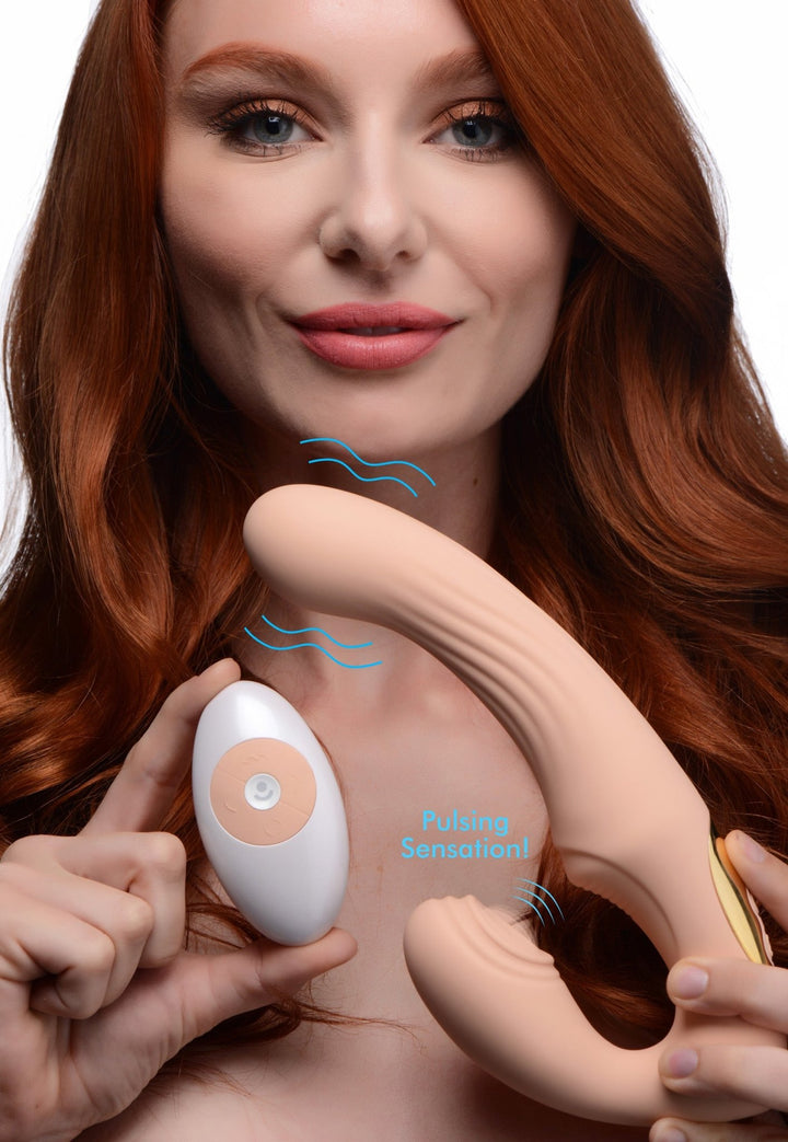 15X U - Pulse Silicone Pulsating and Vibrating Strapless Strap - on with Remote - Blush - US Stores