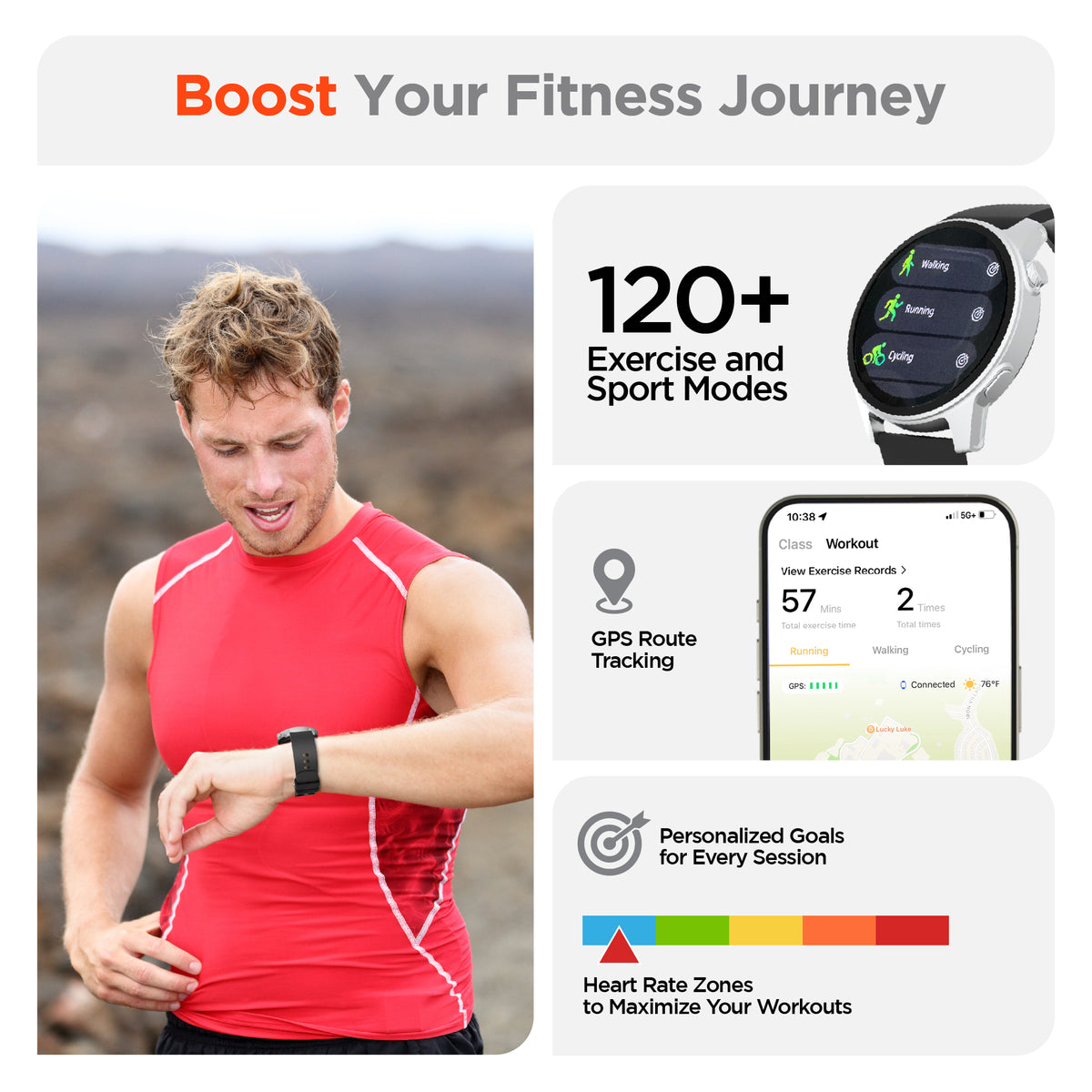 HyperGear Activ8 Smartwatch & Fitness Tracker – Silver