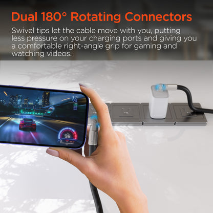 HyperGear Chunky180° 100W USB-C Cable, 6ft – Black