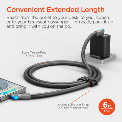 HyperGear Chunky180° 100W USB-C Cable, 6ft – Black