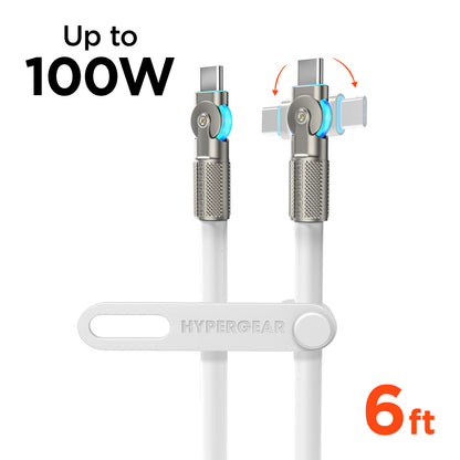 HyperGear Chunky180° 100W USB-C Cable, 6ft – Sky Blue