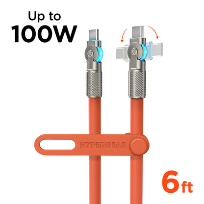 HyperGear Chunky180° 100W USB-C Cable, 6ft – Sky Blue