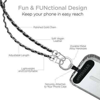 HyperGear Universal Crossbody Phone Strap – Silver & Black