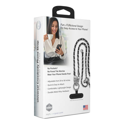 HyperGear Universal Crossbody Phone Strap – Silver & Black