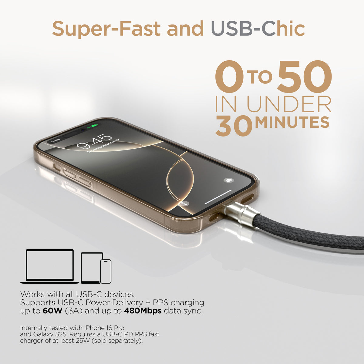 HyperGear 2-in-1 Crossbody Phone Strap & USB-C Charging Cable – Black