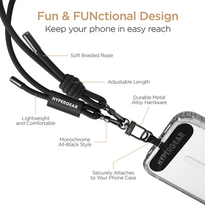 HyperGear Universal Crossbody Phone Strap – Black