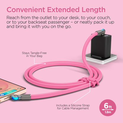HyperGear Chunky180° 100W USB-C to USB-C Cable, 6 ft – Pink
