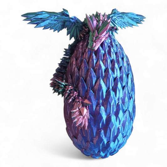 9-Inch Articulated Crystal Winged Dragon with Egg – Red, Green & Blue