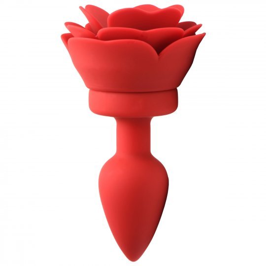 28X Silicone Vibrating Rose Anal Plug with Remote - Small - US Stores
