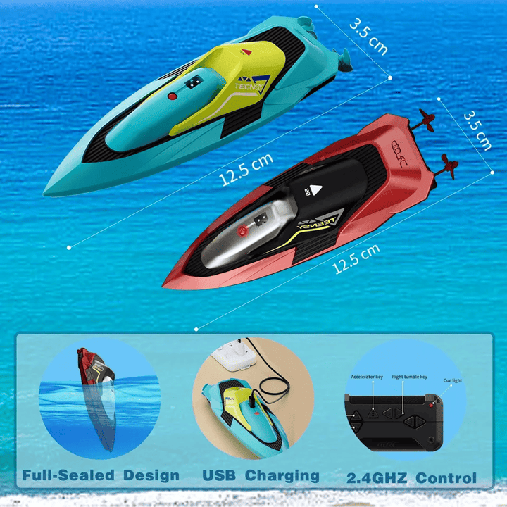 4DRC S5 Fast RC Boat 2.4 GHz 20+ MPH Racing Boats for Pools and Lakes,Remote Control, and Rechargeable Boat Battery for Adults and Kids - US Stores