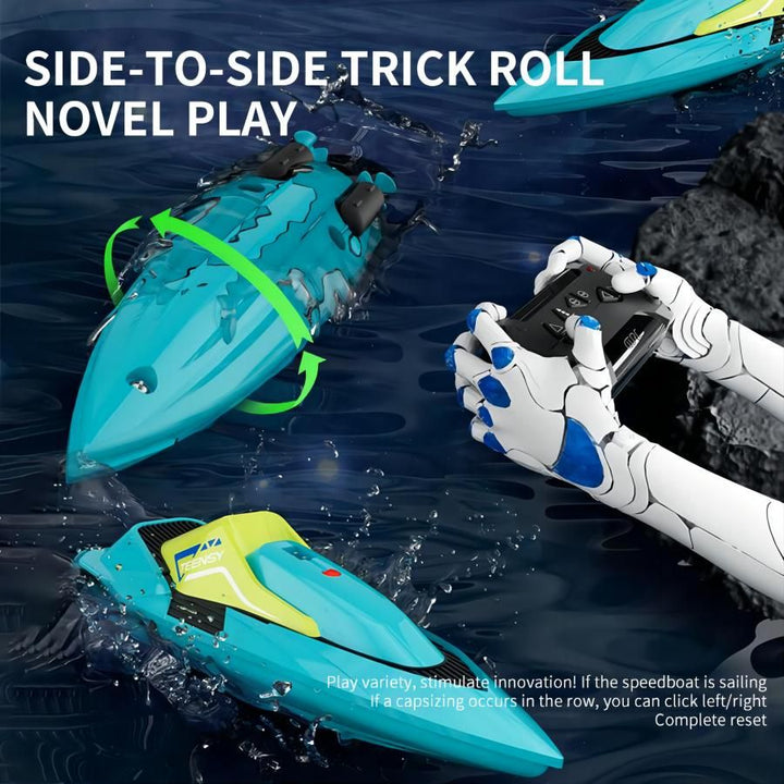 4DRC S5 Fast RC Boat 2.4 GHz 20+ MPH Racing Boats for Pools and Lakes,Remote Control, and Rechargeable Boat Battery for Adults and Kids - US Stores