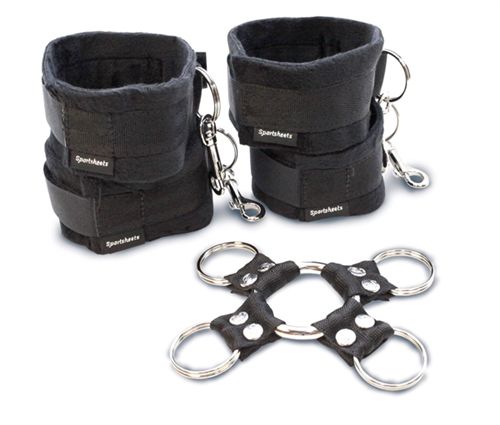 5 Piece Hog Tie and Cuff Set - Black - US Stores