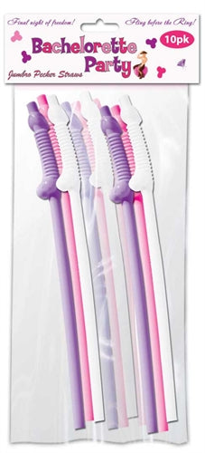 Bachelorette Party Jumbo Flexy Pecker Straws 10 Pack