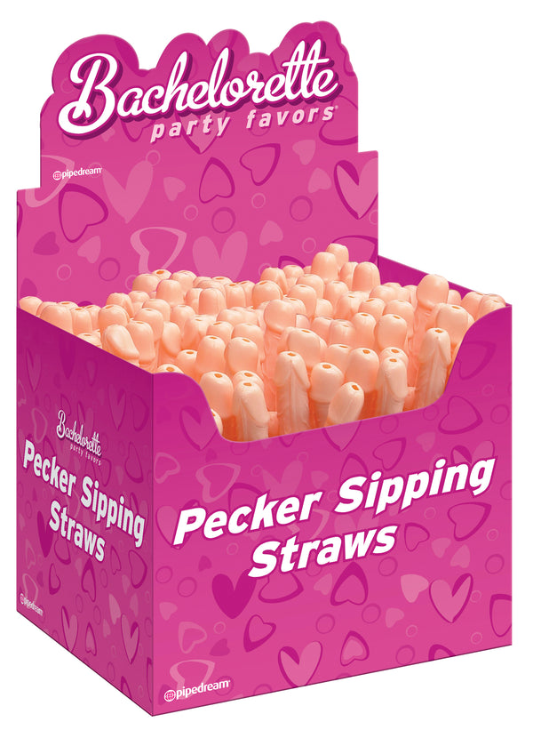 Bachelorette Party Favors - Pecker Sipping Straws - 144 Piece Display - Light