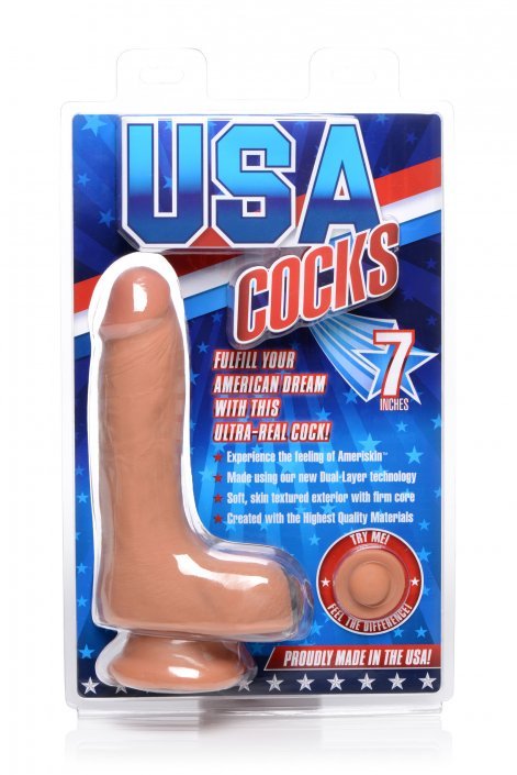 7 Inch Ultra Real Dual Layer Suction Cup Dildo - Medium Skin Tone - US Stores