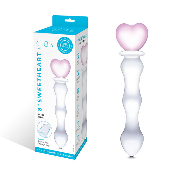 8 Inch Sweetheart Glass Dildo - Pink/clear - US Stores