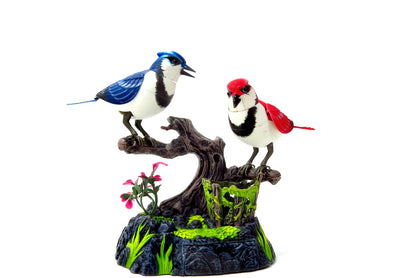 Sound-Activated Singing Blue Jay Birds – Animated Home Decoration