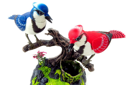 Sound-Activated Singing Blue Jay Birds – Animated Home Decoration