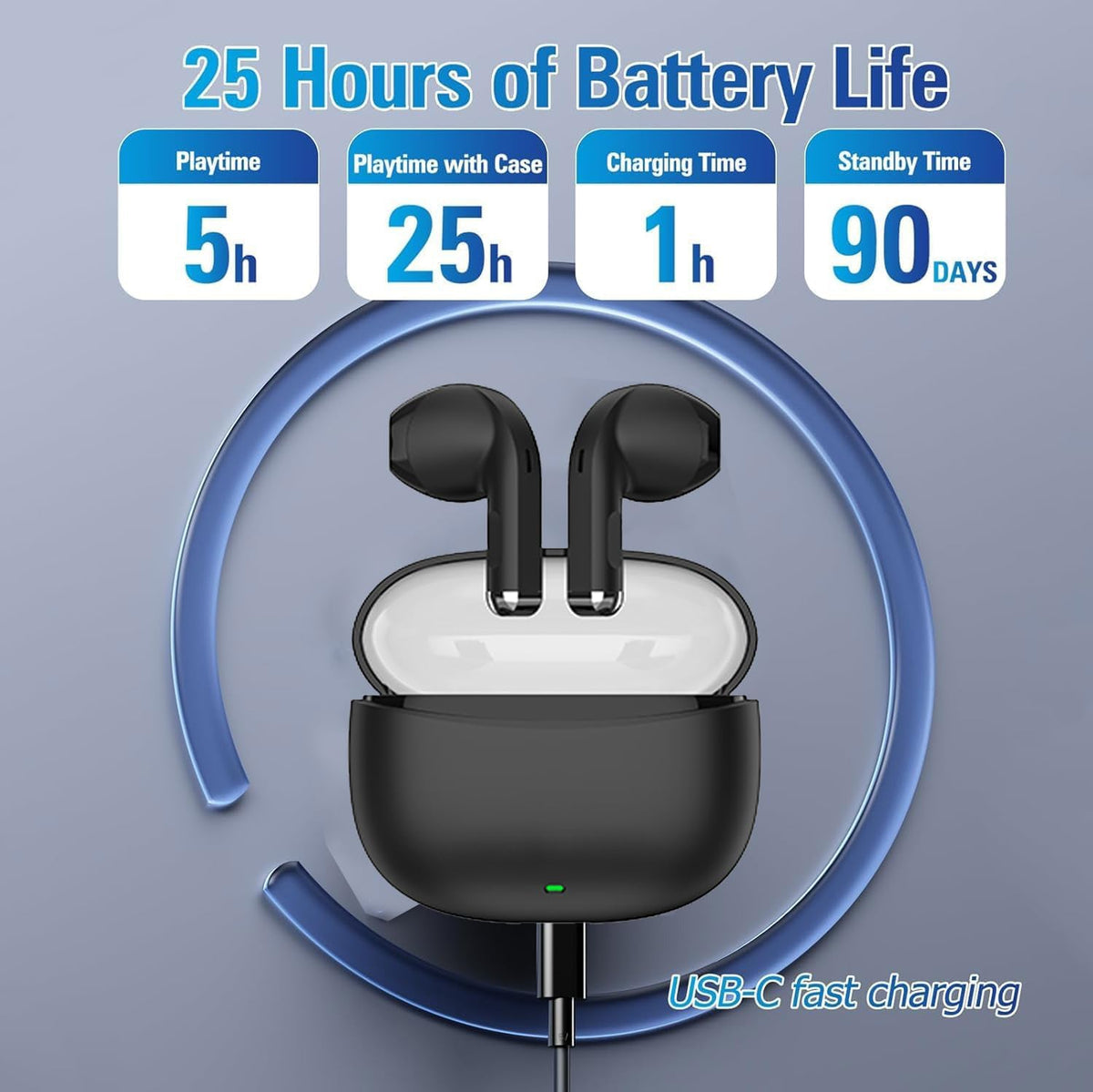 Reiko Bluetooth 5.0 Wireless Stereo Earbuds with Charging Case – White