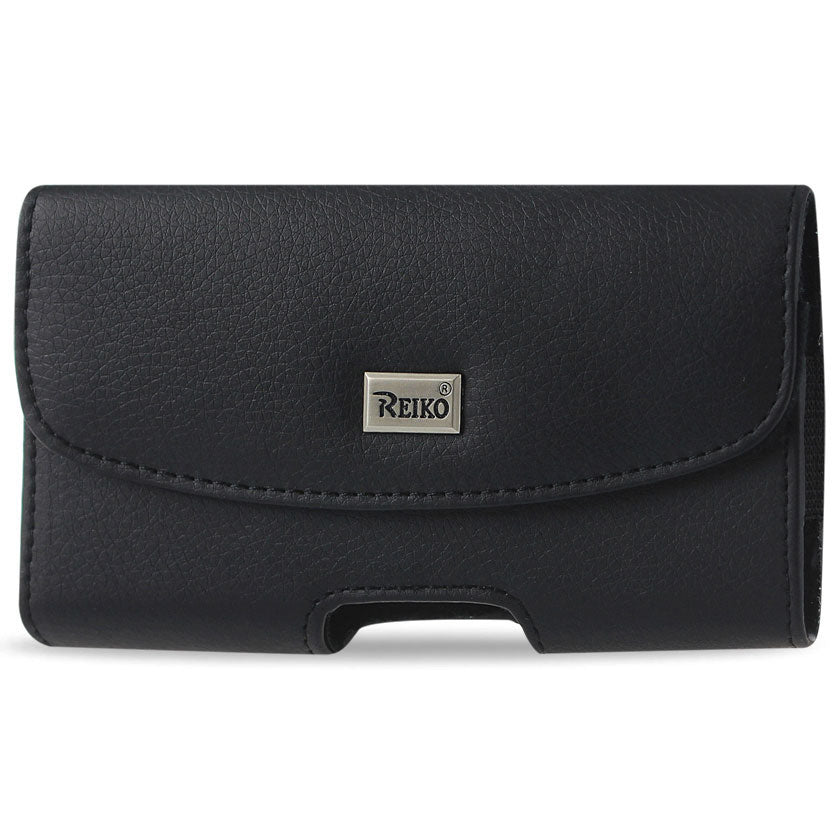Reiko Horizontal Phone Pouch with Metal Belt Clip – Black, 6.4-Inch