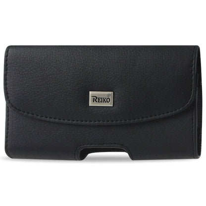 Reiko Horizontal Phone Pouch with Metal Belt Clip – Black, 6.1-Inch