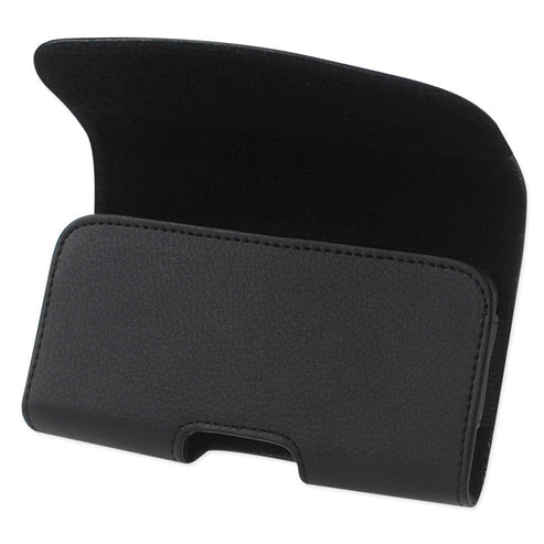 Reiko Horizontal Phone Pouch with Metal Belt Clip – Black, 6.4-Inch