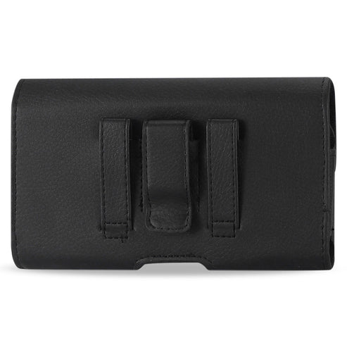 Reiko Horizontal Phone Pouch with Metal Belt Clip – Black, 7-Inch