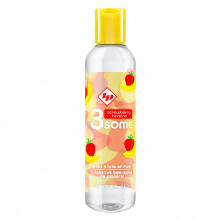 3some 3-in-1 Lubricant - Strawberry Banana - 4 Fl. Oz. ID-DEBB-04
