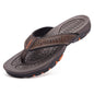 Men’s brown and orange thong flip flops for beach and casual wear