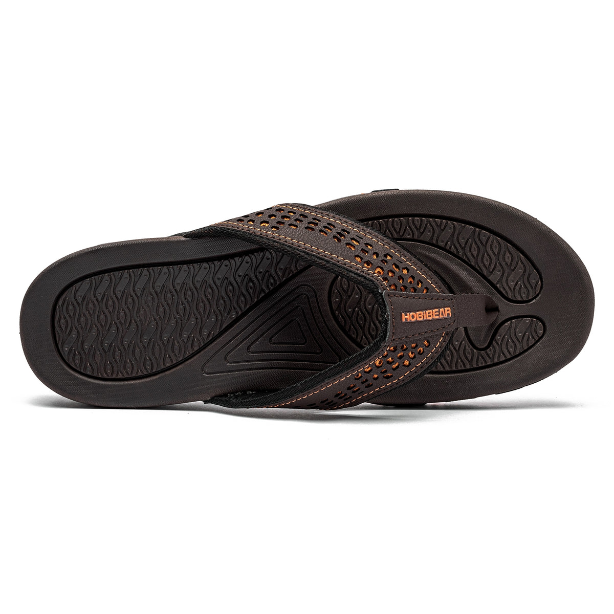 Men’s casual brown and orange beach flip flops