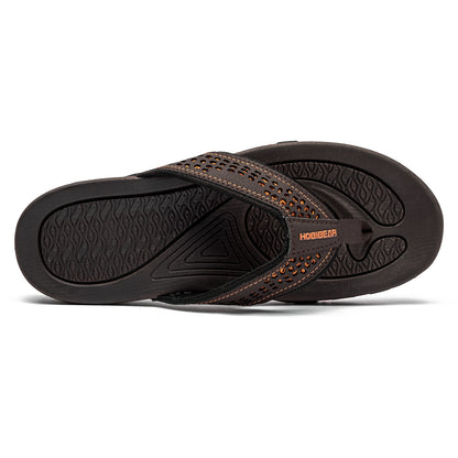 Men’s casual brown and orange beach flip flops