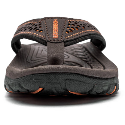 Brown and orange thong sandals for men in size US 7.5