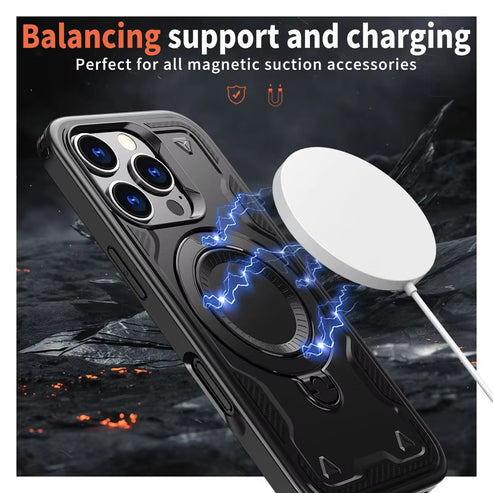 Reiko Magnetic Case with 360° Rotating Stand for iPhone 17 – Black