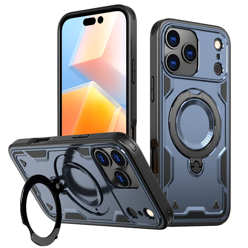 Reiko Magnetic 360° Rotating Stand Case for iPhone 17 Pro Max / 18 Pro Max – Navy Blue