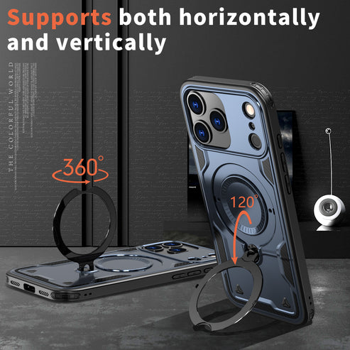 Reiko Magnetic 360° Rotating Stand Case for iPhone 17 Pro Max / 18 Pro Max – Navy Blue