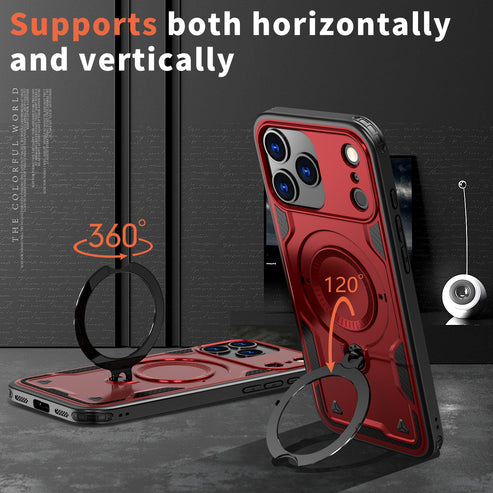 Reiko Magnetic 360° Rotating Stand Case for iPhone 17 Pro Max / 18 Pro Max – Red