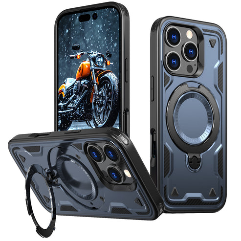 Reiko Magnetic Case with 360° Rotating Stand for iPhone 17 – Navy Blue