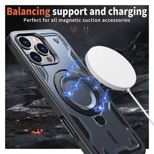 Reiko Magnetic Case with 360° Rotating Stand for iPhone 17 – Navy Blue