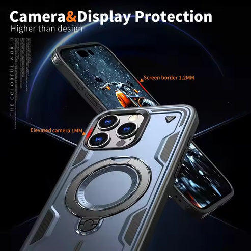 Reiko Magnetic Case with 360° Rotating Stand for iPhone 17 – Navy Blue