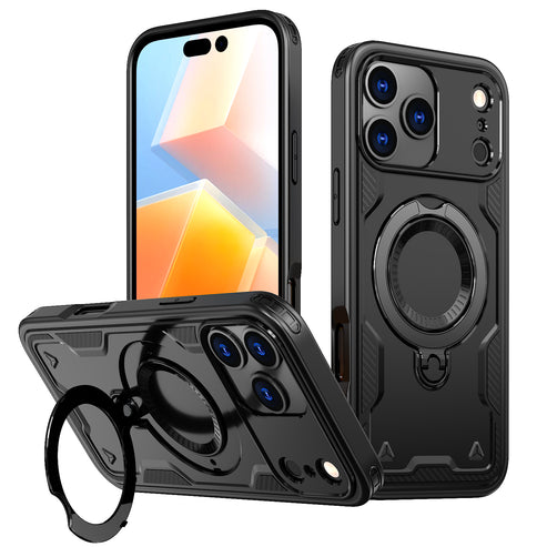 Reiko Magnetic Case with 360° Rotating Stand for iPhone 17 Pro – Black